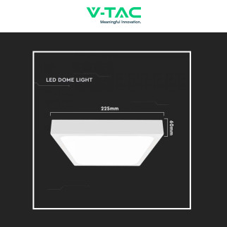 VT-8618 Plafoniera LED Quadrata 18W SMD IP44 Bianca V-Tac