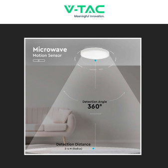 VT-8618S Plafoniera LED Sensore 18W SMD IP44 Bianca V-Tac