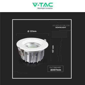 VT-26451 Faretto LED COB Rotondo da Incasso 40W Bianco V-Tac