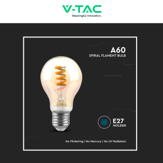 VT-2154 Lampadina LED E27 4W A60 Vetro Ambrato V-Tac