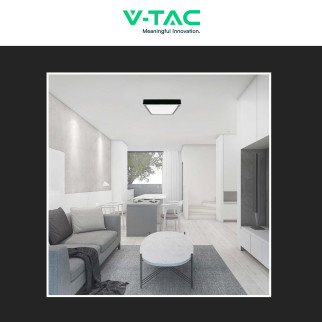 VT-8630 Plafoniera LED Quadrata 30W SMD IP44 Nera V-Tac