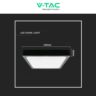 VT-8630 Plafoniera LED Quadrata 30W SMD IP44 Nera V-Tac