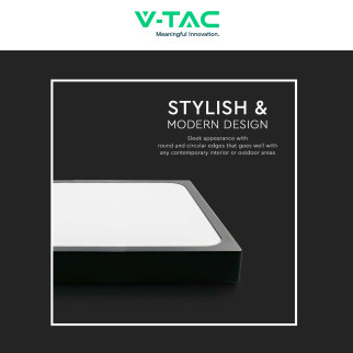 VT-8630 Plafoniera LED Quadrata 30W SMD IP44 Nera V-Tac