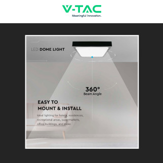 VT-8630 Plafoniera LED Quadrata 30W SMD IP44 Nera V-Tac