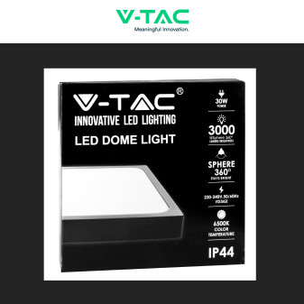 VT-8630 Plafoniera LED Quadrata 30W SMD IP44 Nera V-Tac