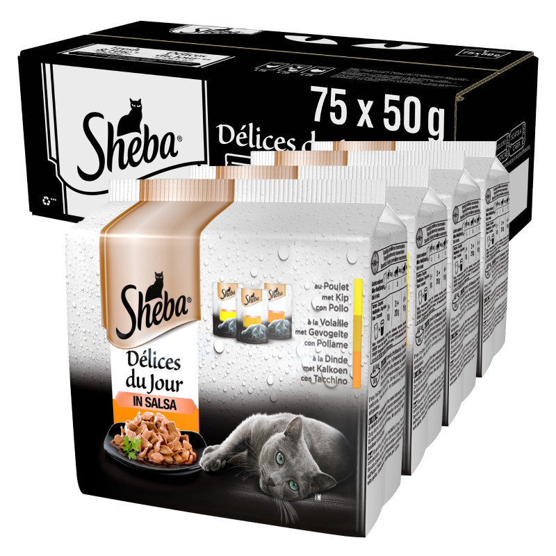 Sheba Délices Du Jour in Salsa Gusto Pollo e Tacchino per Gatti 75x