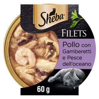 Sheba Filets Pollo con Gamberetti e Pesce dell'Oceano per Gatti 60g