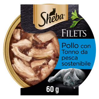 Sheba Filets Pollo con Tonno da Pesca Sostenibile per Gatti 60g