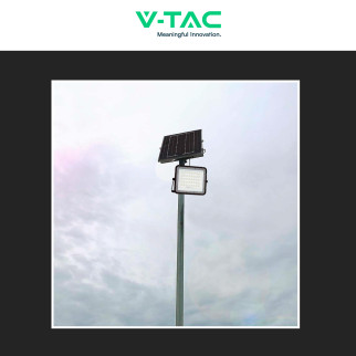 VT-40W Faro LED 6W IP65 Nero Pannello Solare e Telecomando V-Tac