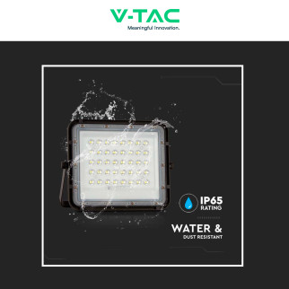 VT-40W Faro LED 6W IP65 Nero Pannello Solare e Telecomando V-Tac