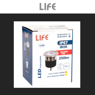 Punto Luce LED COB 4,5W Segnapasso da Interramento IP67 IK06 Life