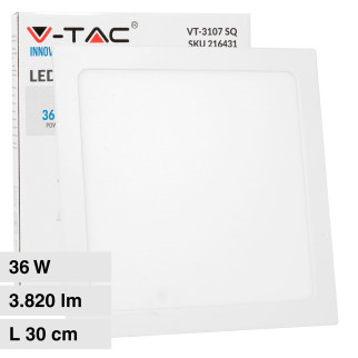 VT-3107 Mini Pannello LED SMD Quadrato 36W da Incasso con Driver V-Tac