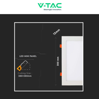 VT-3107 Mini Pannello LED SMD Quadrato 36W da Incasso con Driver V-Tac