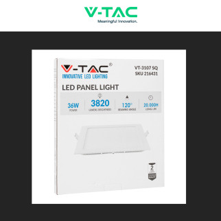 VT-3107 Mini Pannello LED SMD Quadrato 36W da Incasso con Driver V-Tac
