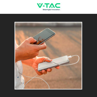 VT-10005 Power Bank Portatile 10000mAh Colore Bianco V-Tac