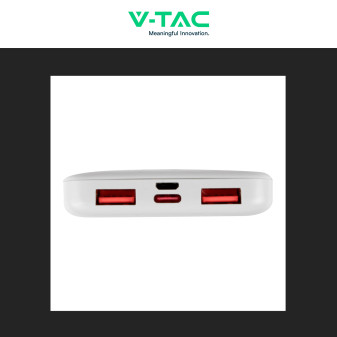 VT-10005 Power Bank Portatile 10000mAh Colore Bianco V-Tac