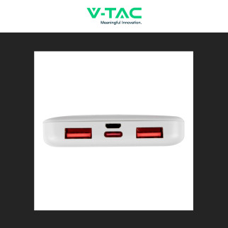 VT-10005 Power Bank Portatile 10000mAh Colore Bianco V-Tac