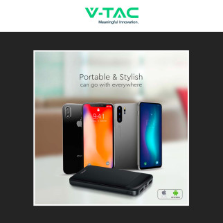 VT-10005 Power Bank 10000mAh Ricarica Rapida PD Nero V-Tac