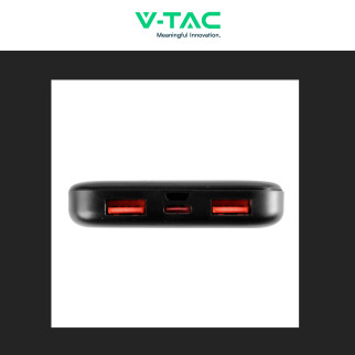 VT-10005 Power Bank 10000mAh Ricarica Rapida PD Nero V-Tac