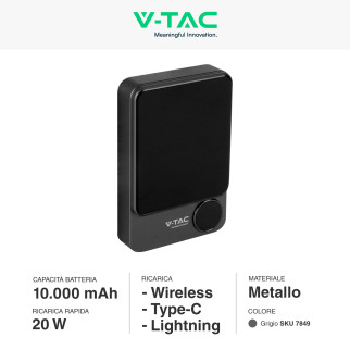 VT-100011 Power Bank 10000mAh Ricarica Rapida PD V-Tac