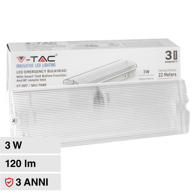 VT-997 Lampada LED di Emergenza 3W SMD IP65 V-Tac