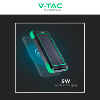 VT-11111 Power Bank 10000mAh Ricarica Wireless Nero V-Tac