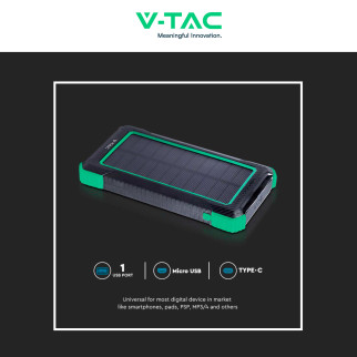 VT-11111 Power Bank 10000mAh Ricarica Wireless Nero V-Tac