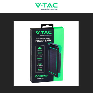VT-11111 Power Bank 10000mAh Ricarica Wireless Nero V-Tac