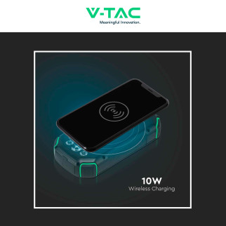 VT-33333 Power Bank 30000mAh Ricarica Wireless Nera V-Tac