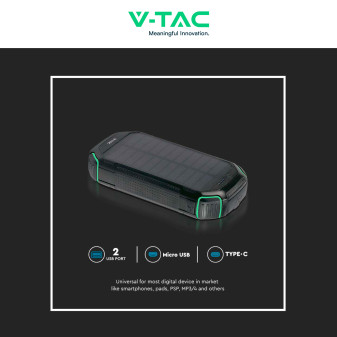 VT-33333 Power Bank 30000mAh Ricarica Wireless Nera V-Tac