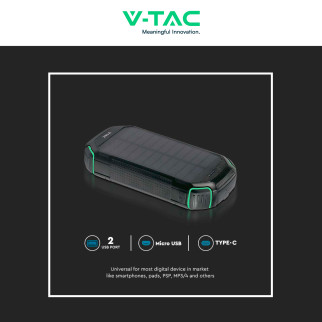 VT-33333 Power Bank 30000mAh Ricarica Wireless Nera V-Tac