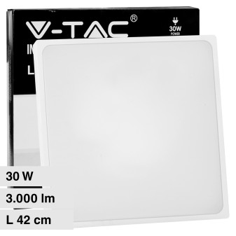 VT-8630 Plafoniera LED Quadrata 30W SMD IP44 Bianca V-Tac