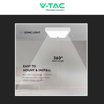 VT-8630 Plafoniera LED Quadrata 30W SMD IP44 Bianca V-Tac