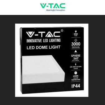 VT-8630 Plafoniera LED Quadrata 30W SMD IP44 Bianca V-Tac
