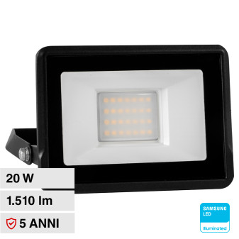 VT-128 Faro LED 20W SMD IP65 Chip Samsung Colore Nero V-Tac