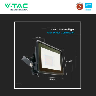 VT-128 Faro LED 20W SMD IP65 Chip Samsung Colore Nero V-Tac