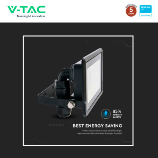 VT-128 Faro LED 20W SMD IP65 Chip Samsung Colore Nero V-Tac