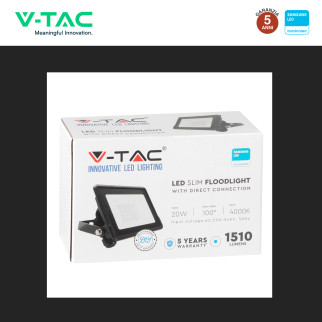 VT-128 Faro LED 20W SMD IP65 Chip Samsung Colore Nero V-Tac