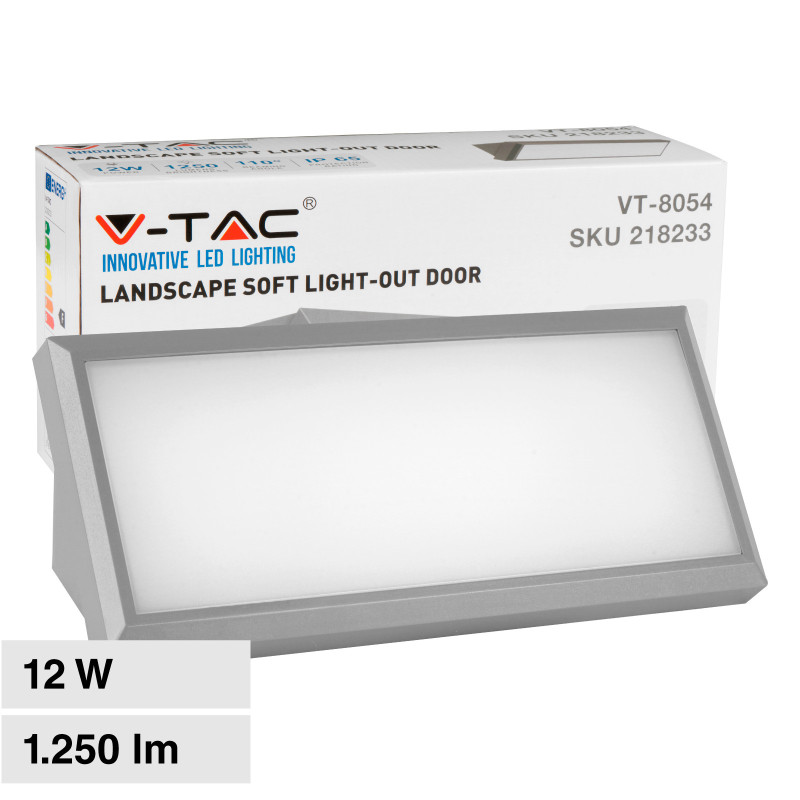 VT-8054 Lampada LED da Muro 12W SMD IP65 Colore Grigio V-Tac