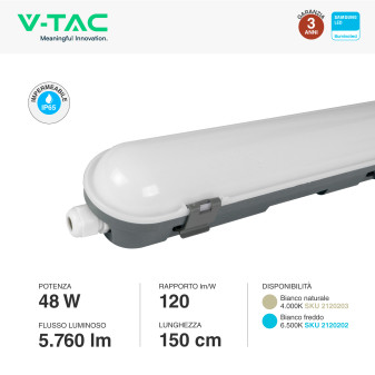VT-150048 Tubo LED Plafoniera 48W SMD Samsung IP65 V-Tac