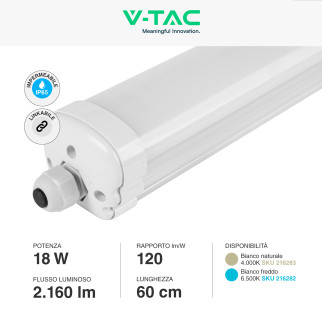 VT-6076 Tubo LED Plafoniera 18W SMD IP65 V-Tac
