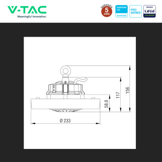 VT-9-111 Lampada Industriale LED 100W SMD Driver Lifud V-Tac