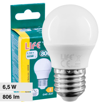 Lampadina LED E27 6,5W Minisfera G45 MiniGlobo SMD Life