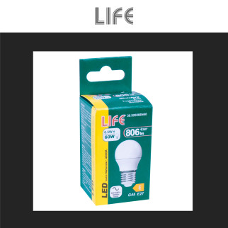 Lampadina LED E27 6,5W Minisfera G45 MiniGlobo SMD Life