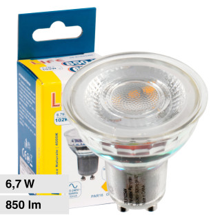 Faretto LED PAR16 Spotlight GU10 6,7W SMD in Vetro Life