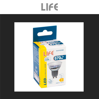 Faretto LED PAR16 Spotlight GU10 6,7W SMD in Vetro Life