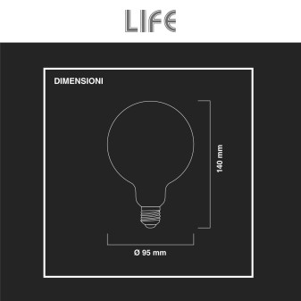 Lampadina LED E27 8,5W Bulb G95 Milky Filament Vetro Life