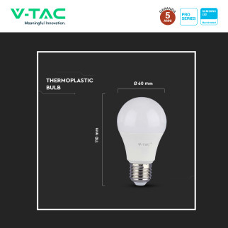 VT-211 Lampadina LED E27 10,5W A60 Chip Samsung V-Tac Pro