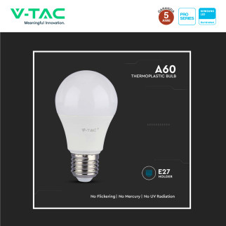 VT-211 Lampadina LED E27 10,5W A60 Chip Samsung V-Tac Pro