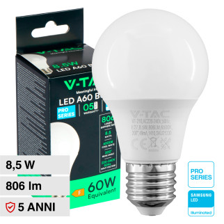 VT-210 Lampadina LED E27 8.5W Bulb A60 Goccia V-Tac Pro
